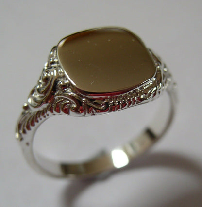 Genuine Mens Sterling Silver Square Engraved Signet Ring - Choose from Ring Sizes Z+1, Z+2 , Z+3, Z+4