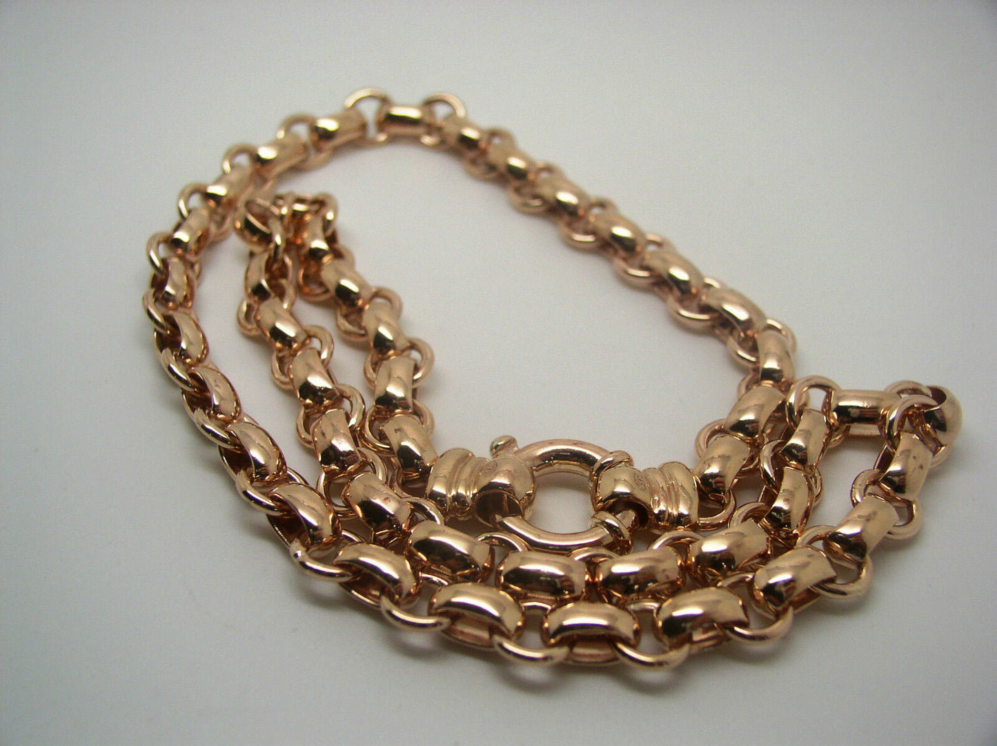 Genuine 9ct Yellow, Rose or White Gold 375, Solid Heavy Oval Belcher Necklace Chain 50 grams 50cm