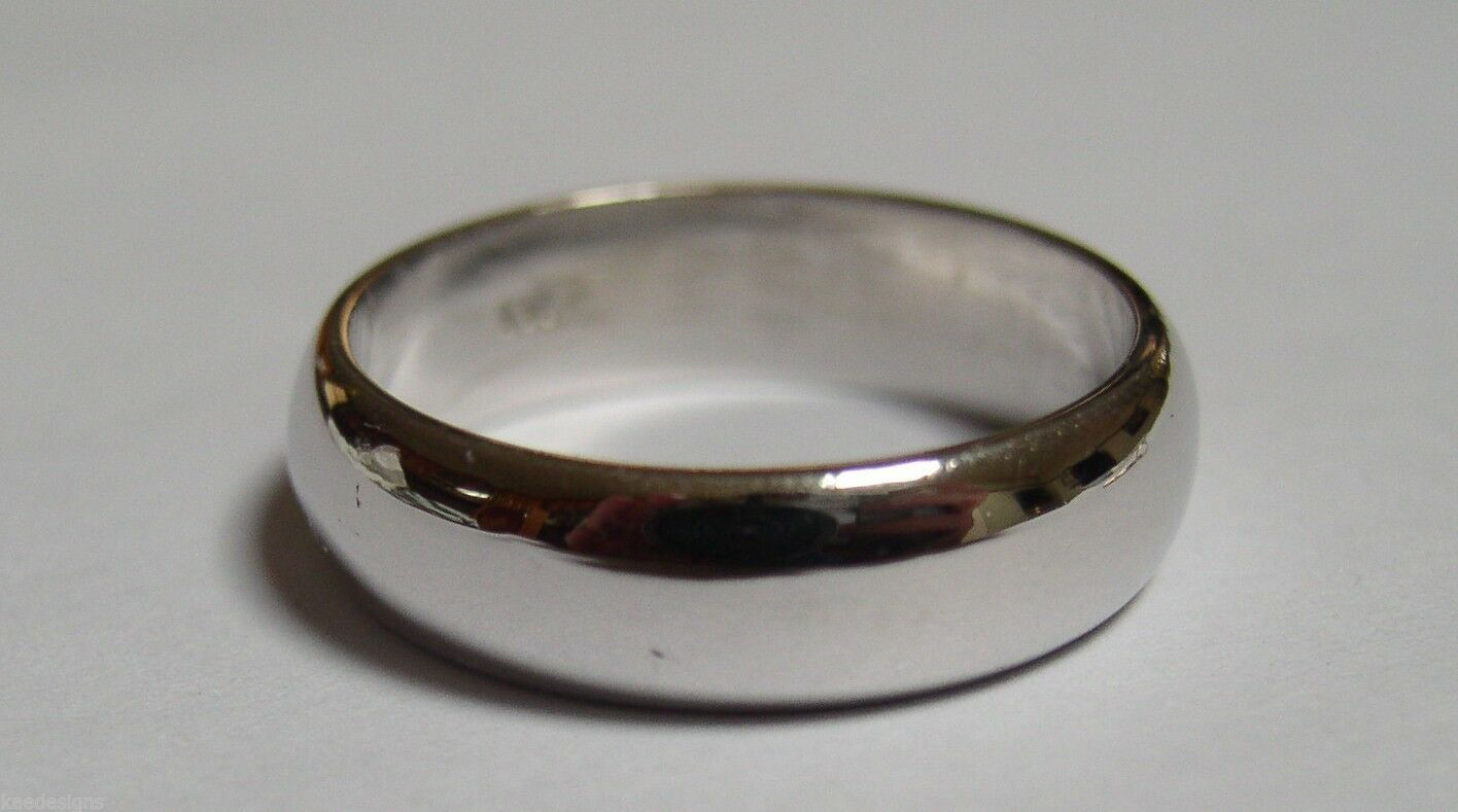 Size T Genuine Heavy Solid 9ct 9kt White Gold 6mm Wedding Band Ring