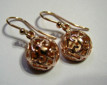 Kaedesigns New Genuine 9ct Yellow, Rose & White Gold Half Ball Hook 11mm Filigree Earrings