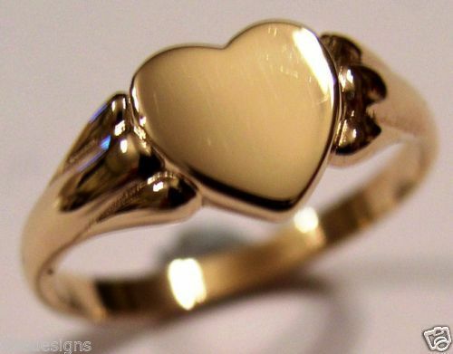 Kaedesigns, New Genuine New Solid 9ct Yellow, Rose or White Gold Heart Signet Ring Size S