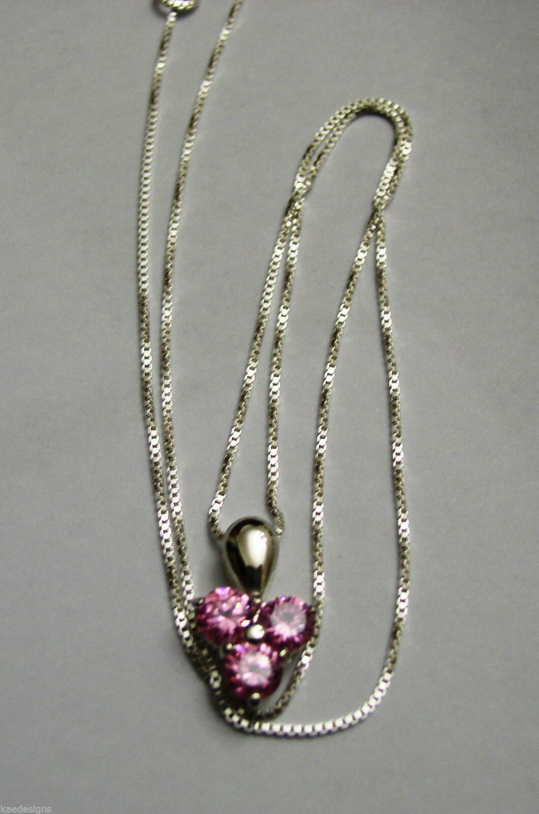 Sterling Silver 925 Pink Stone Pendant & Silver Chain