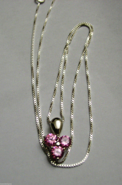 Sterling Silver 925 Pink Stone Pendant & Silver Chain