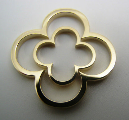 Genuine Solid 9ct 9kt Yellow, Rose or White Gold Small And Large Four Leaf Clover Pendant
