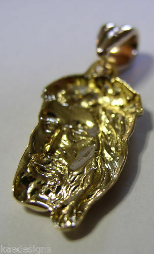 Kaedesigns, Genuine heavy 9ct 9k Yellow, Rose or White Solid Gold Jesus Pendant Religious