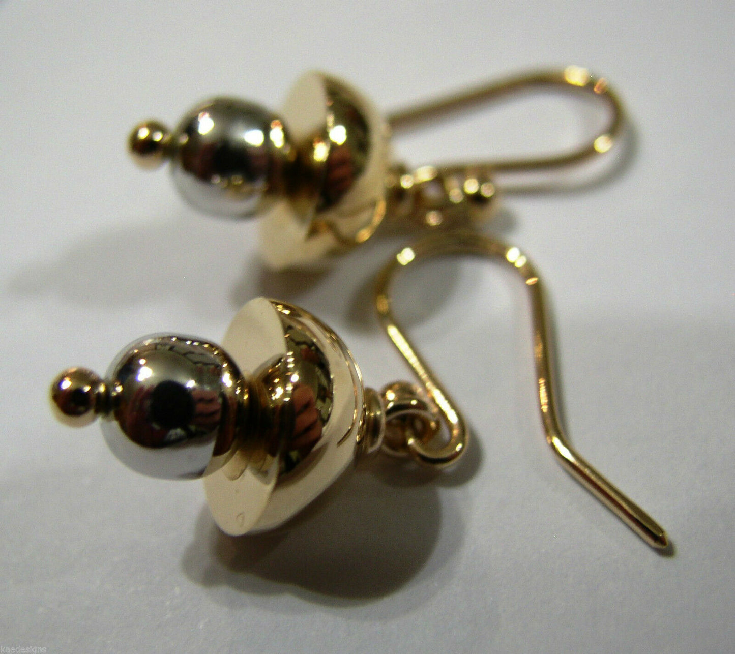 Kaedesigns Genuine 9ct 9k Yellow & White Gold Fancy Hook Earrings