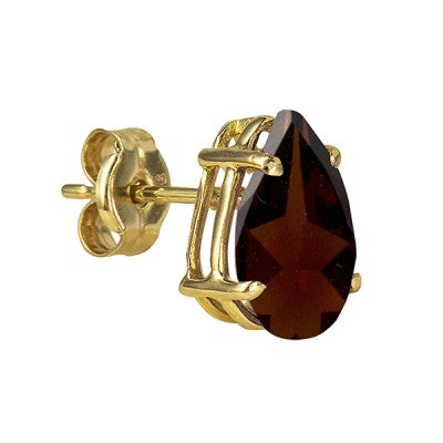 Genuine 9k 9ct Yellow Gold Natural Garnet Teardrop Pear Studs Earrings 8mm x 10mm
