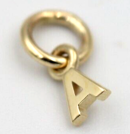 Genuine 9ct 9kt Genuine Tiny Very Small Yellow, Rose or White Gold Initial Pendant Charm A