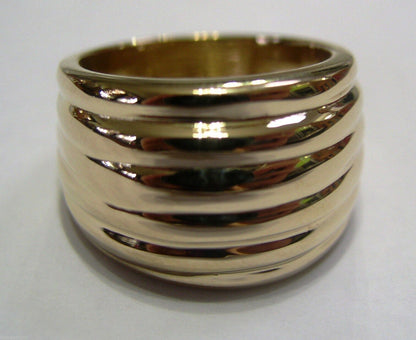 Genuine Heavy Wide 9ct 9kt Full Solid Yellow, Rose or White Gold Ridged Dome Ring