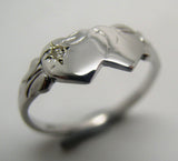 Size N Genuine Solid New 9ct 9kt Yellow, Rose or White Gold Diamond Double Heart Signet Ring