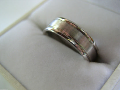 Genuine 18ct 750 Hallmarked  Heavy White Gold Solid Mens Brushed Wedding Band