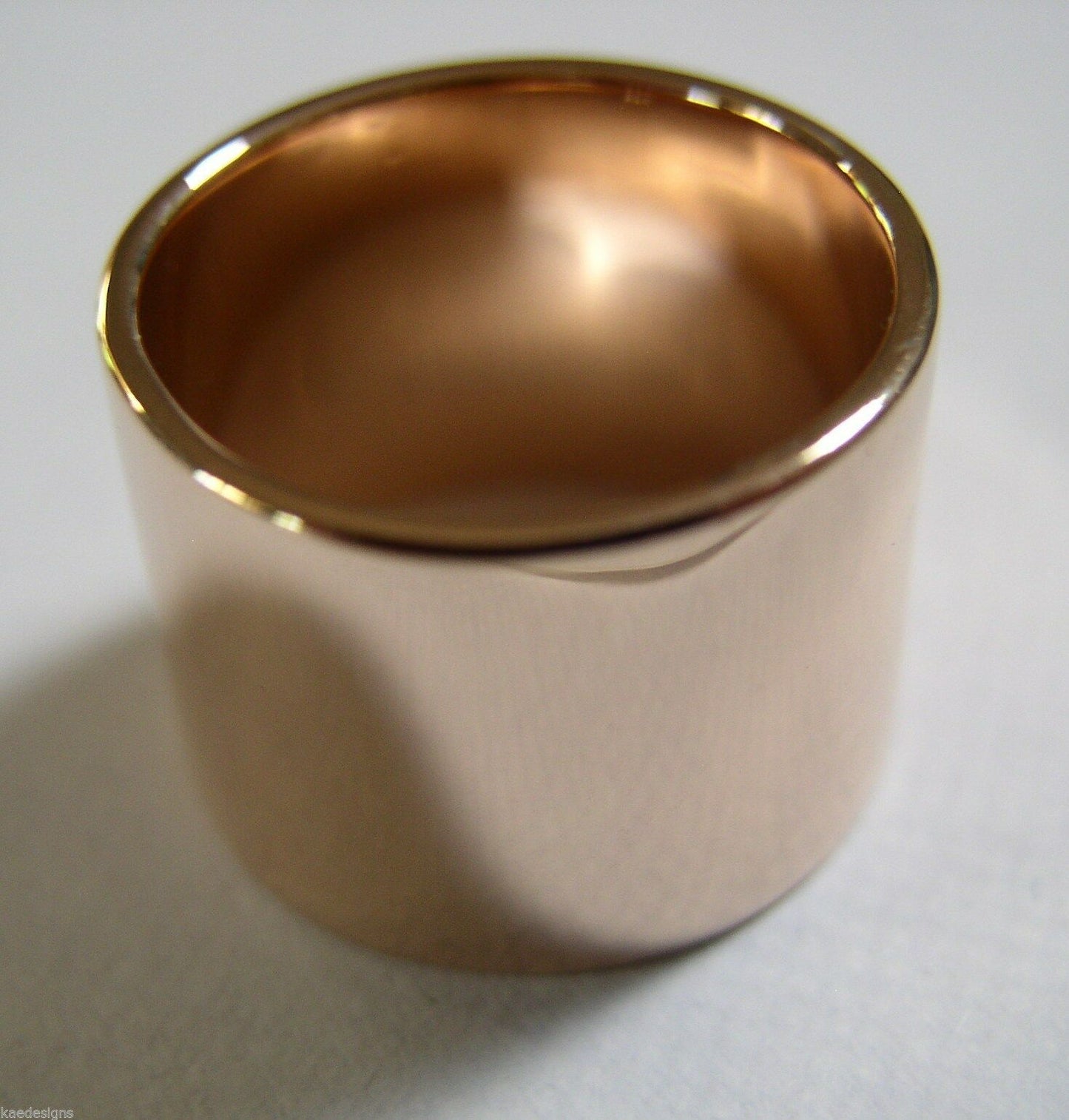 Genuine, Happy 50th Engraved, 9ct Yellow, Rose & White Gold Full Solid Extra Wide 15mm Band Ring