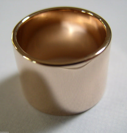 Genuine, Happy 50th Engraved, 9ct Yellow, Rose & White Gold Full Solid Extra Wide 15mm Band Ring