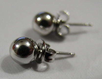 Genuine 14ct White Gold 7mm Stud Ball Earrings With Butterfly Backs