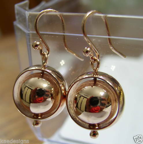 Kaedesigns Genuine 9ct 9k 375 Yellow, Rose or White Gold 12mm Spinning Belcher Ball Earrings