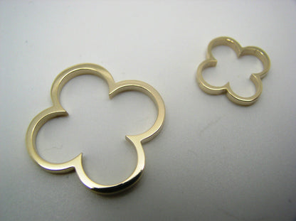 Genuine Solid 9ct 9kt Yellow, Rose or White Gold Small And Large Four Leaf Clover Pendant