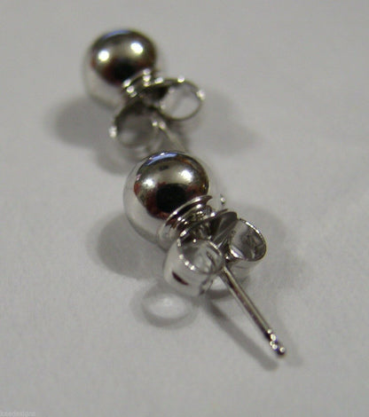 Genuine 14ct White Gold 5mm Stud Ball Earrings With Butterfly Backs