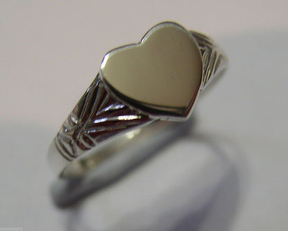 Kaedesigns New Solid New Sterling Silver Heart Signet Ring Size M