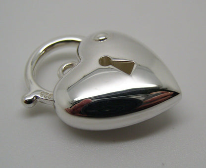Genuine Sterling Silver 925 Bubble Heart Padlock Pendant 15mm x 22mm