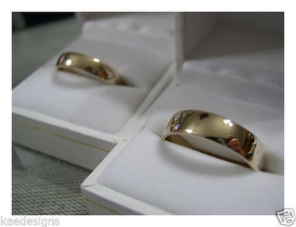 Genuine Custom Made His & Hers Solid 9ct 9K Yellow Gold Wedding Bands Couple Rings