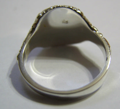 Genuine Mens Sterling Silver Square Engraved Signet Ring - Choose from Ring Sizes Z+1, Z+2 , Z+3, Z+4