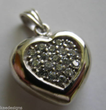Genuine New 9ct 9k White Gold Cubic Zirconia Pave Heart Pendant *Free Express Post In Oz*