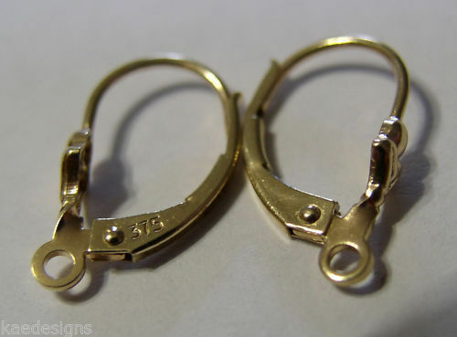 Kaedesigns New Genuine 9ct 9k Yellow, Rose or White Gold 15mm Fancy Continental Hooks