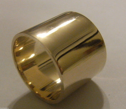 Size M, Genuine Solid 9t Yellow, Rose or White Gold / 375 Full 16mm Extra Wide Band Ring