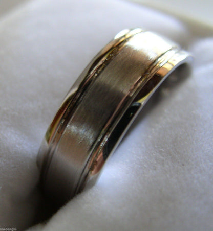 Genuine 18ct 750 Hallmarked  Heavy White Gold Solid Mens Brushed Wedding Band