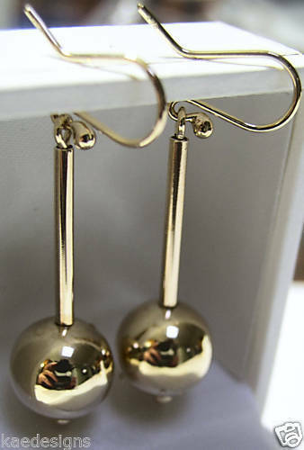 Kaedesigns Genuine 9ct 9K Yellow, Rose or White Gold 12mm Euro Ball Drop Earrings
