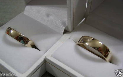 Genuine Custom Made His & Hers Solid 9ct 9K Yellow Gold Wedding Bands Couple Rings