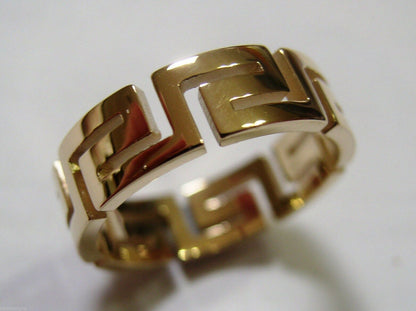 Kaedesigns New Size S 1/2 Solid 9ct 9k Heavy Yellow Gold Greek Key Ring