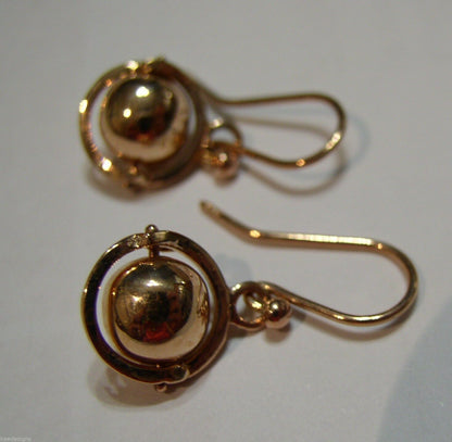 Kaedesigns New Genuine 9ct 9kt Yellow, Rose or White Gold Spinning Ball Drop Earrings