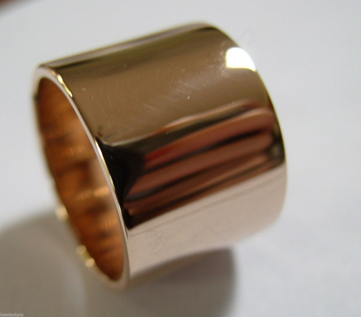Genuine, Happy 50th Engraved, 9ct Yellow, Rose & White Gold Full Solid Extra Wide 15mm Band Ring