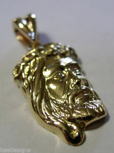 Kaedesigns, Genuine heavy 9ct 9k Yellow, Rose or White Solid Gold Jesus Pendant Religious