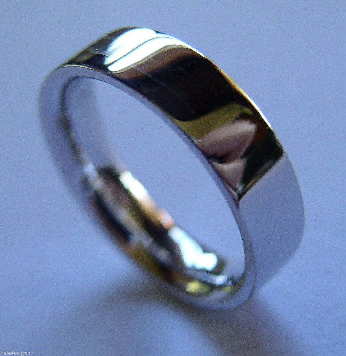 Size L Kaedesigns New 14k 14ct white gold 5mm, Flat & Comfort-Fit wedding band