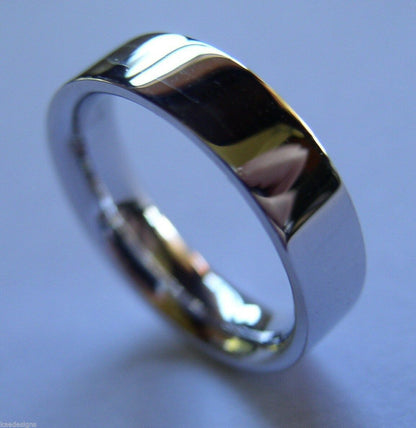 Size L Kaedesigns New 14k 14ct white gold 5mm, Flat & Comfort-Fit wedding band