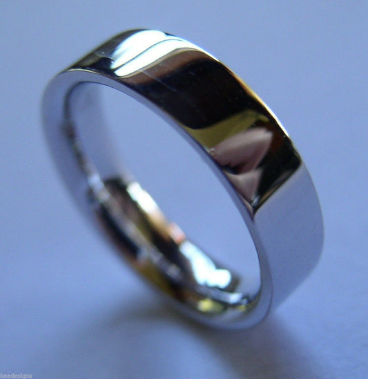 Size L Kaedesigns New 14k 14ct white gold 5mm, Flat & Comfort-Fit wedding band