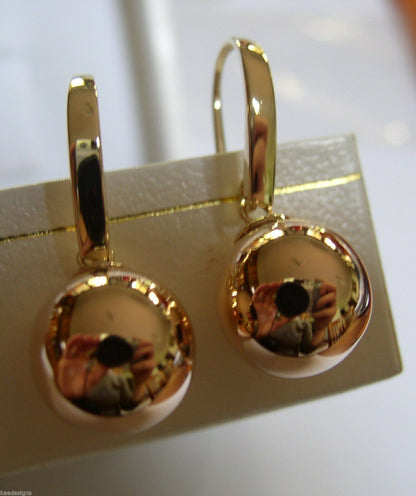 Kaedesigns Genuine New 9ct 9kt Yellow & Rose Gold 12mm Hook Drop Ball Earrings