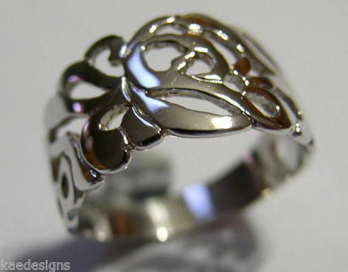 Kaedesigns, New Sterling Silver 925 Wide Flower Filigree Ring 278