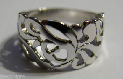 Kaedesigns, New Sterling Silver 925 Wide Flower Filigree Ring 278