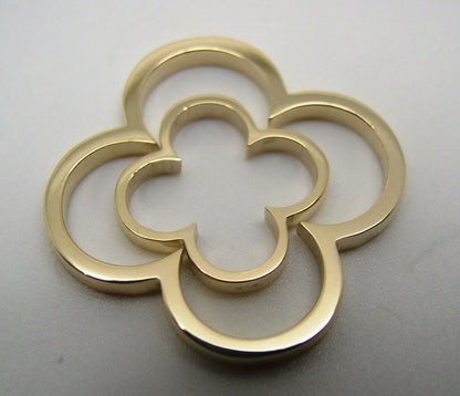 Genuine Solid 9ct 9kt Yellow, Rose or White Gold Small And Large Four Leaf Clover Pendant