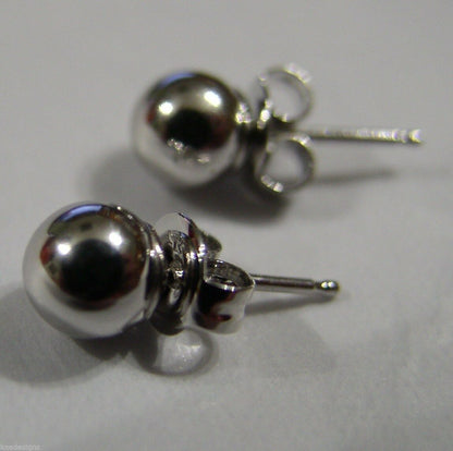 Genuine 14ct White Gold 6mm Stud Ball Earrings With Butterfly Backs