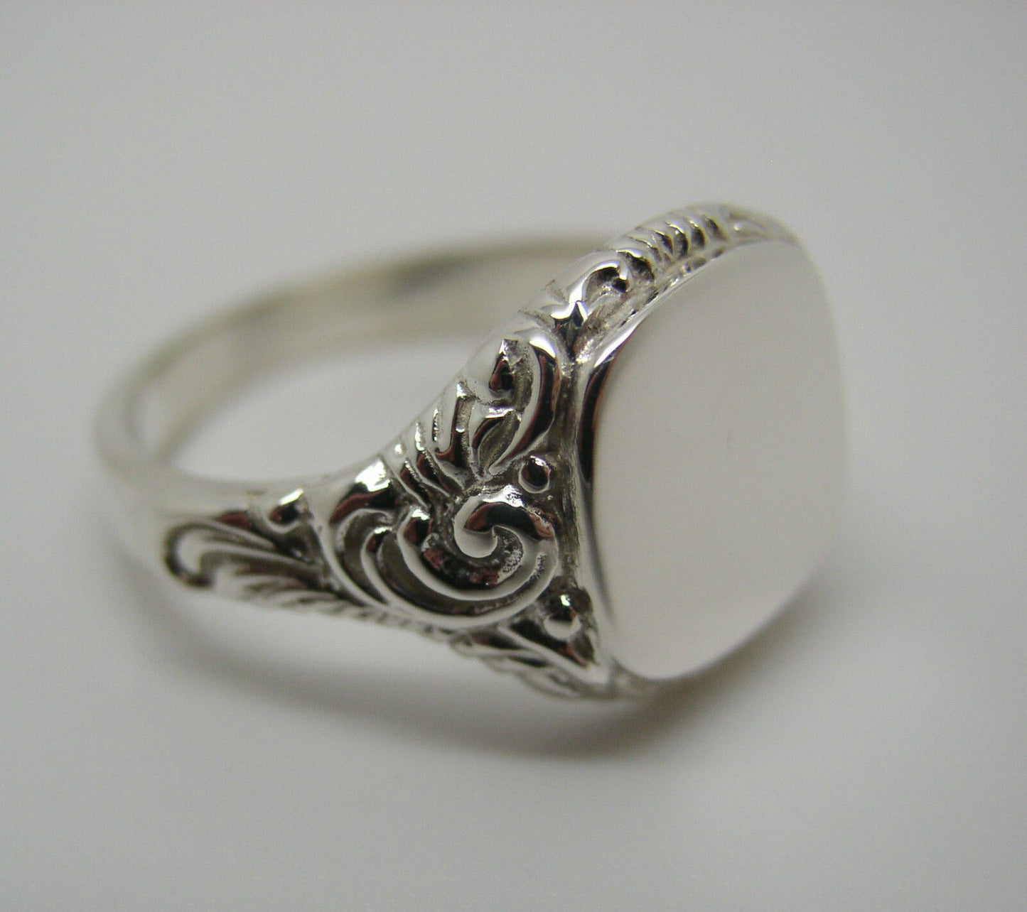 Genuine Mens Sterling Silver Square Engraved Signet Ring - Choose from Ring Sizes Z+1, Z+2 , Z+3, Z+4