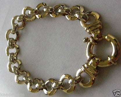 Genuine 9ct 9kt Yellow And White Gold Solid Belcher And Circle Bracelet