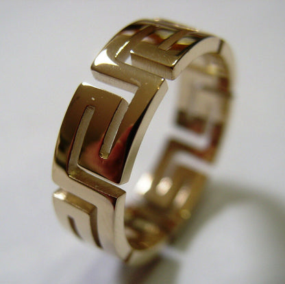 Kaedesigns New Size S 1/2 Solid 9ct 9k Heavy Yellow Gold Greek Key Ring