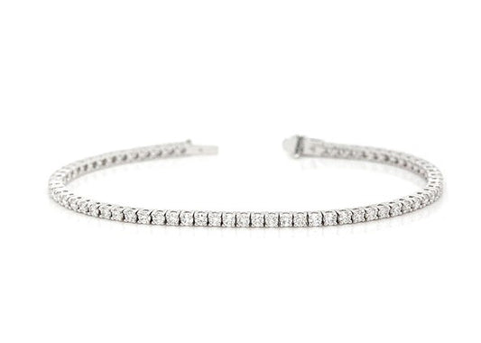 Genuine, 18K White Gold Diamond Tennis Bracelet 17cm long 2.2mm TDW:2.111ct