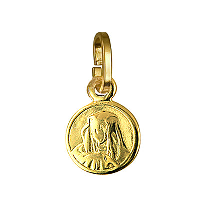 Genuine 9ct Yellow Gold or Sterling Silver 8mm Round Mary Madonna Pendant or Charm