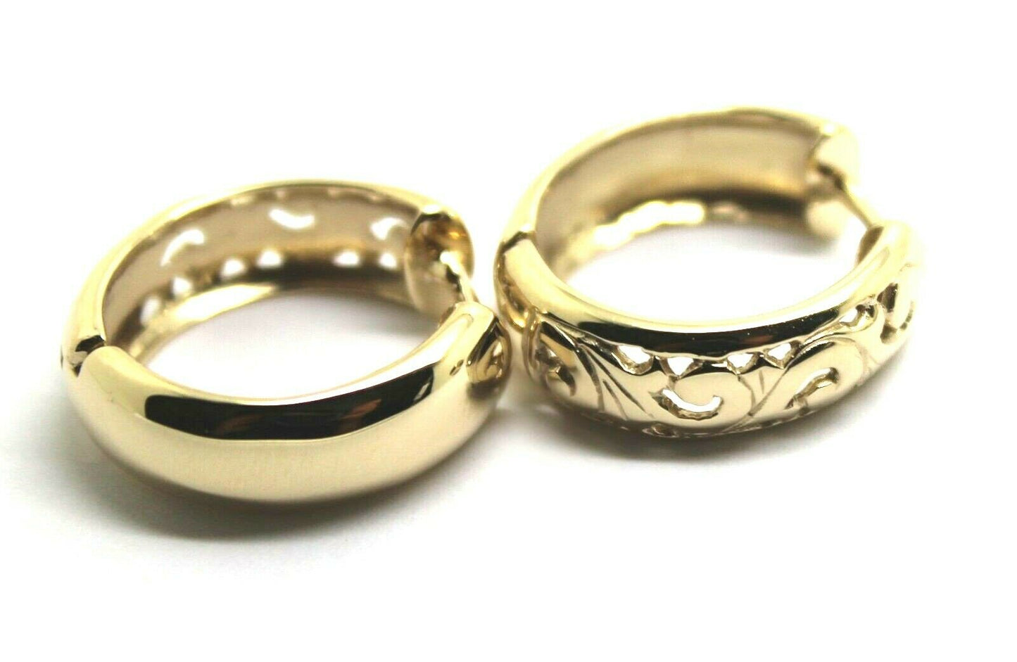 Kaedesigns Genuine 9ct 9k 375 Solid Yellow, Rose or White Gold Hoop Filigree Huggies Earrings