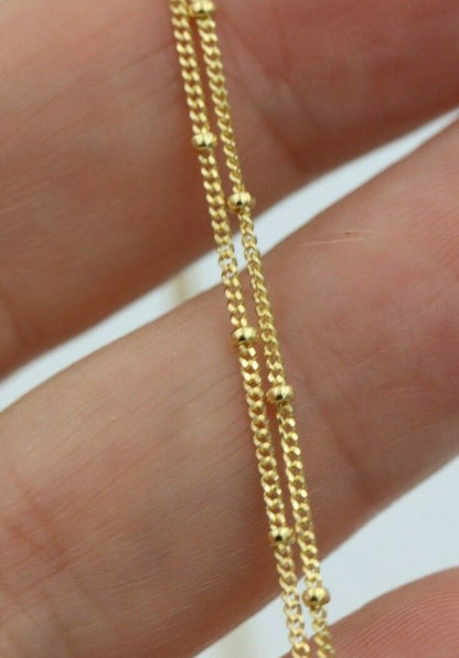 Genuine 9ct Yellow, Rose or White White Gold Diamond Cut Curb ball Necklace  Chain 47cm